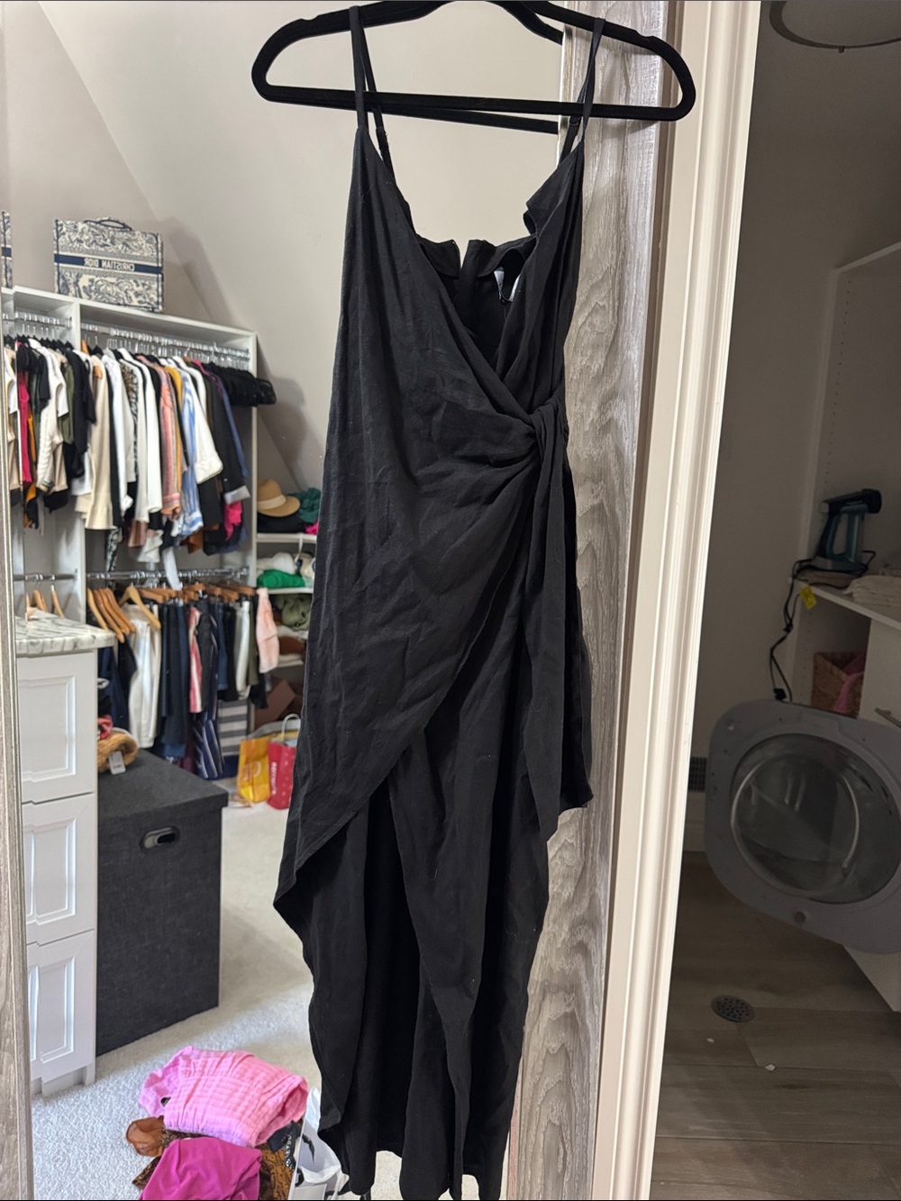 Zara Black Asymmetrical Draped Knot Dress